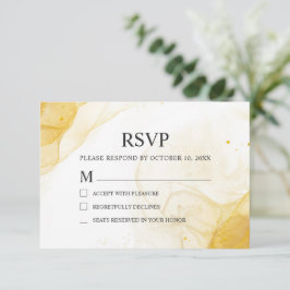 Agradecimento Cartão RSVP de Casamento Dourado Minimalista Moder