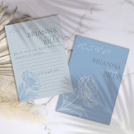 Agradecimento Cartão RSVP de Casamento Floral Azul Minimalista