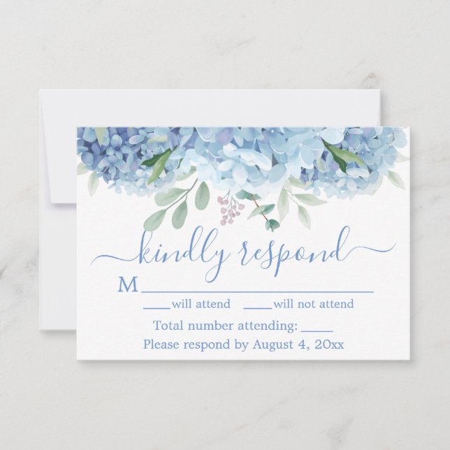 Agradecimento Cartão RSVP de Casamento Floral de Hydrangeas Púrp (Frente)