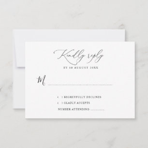 Agradecimento cartão RSVP de casamento preto e branco