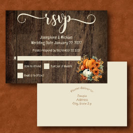 Agradecimento Cartão RSVP de Casamento Rustic Fall Autumn Pumpki