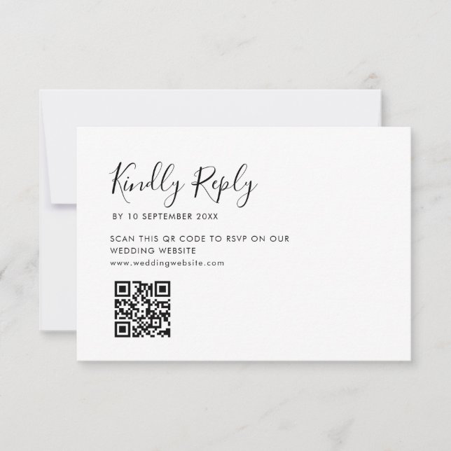 Agradecimento cartão RSVP de código QR de casamento de script si (Frente)