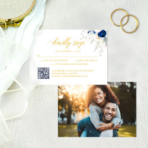 Agradecimento Cartão RSVP de Código QR de Casamento Floral Amare