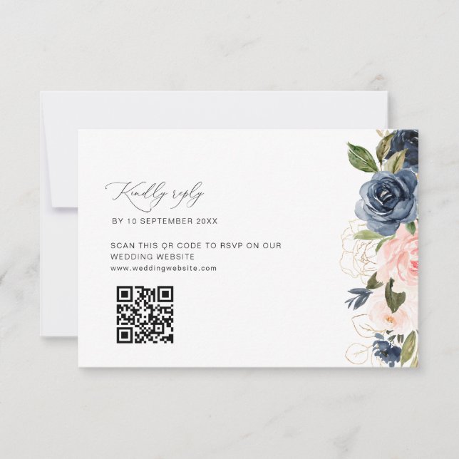 Agradecimento Cartão RSVP de código QR de código de casamento az (Frente)