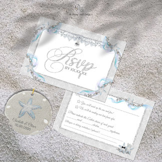 Agradecimento Cartão RSVP de Starfish e Diamantes