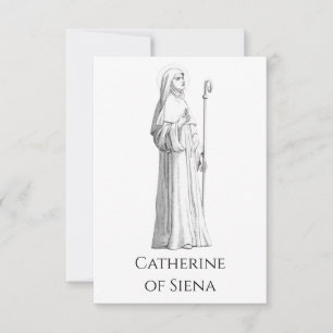 Agradecimento Cartão Santo de Santa Catarina de Siena Preto e Br