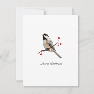 Agradecimento cartão simples de ave Chickadee