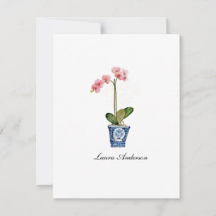 Agradecimento Cartão simples de nota Orquídea Rosa Aquarela