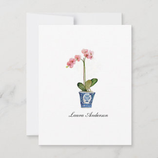 Agradecimento Cartão simples de nota Orquídea Rosa Aquarela