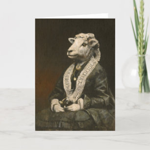 Agradecimento Cartão vitoriano de dama de ovelha