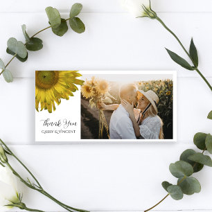 Agradecimento Casamento Amarelo de Girassol Obrigado Cartão com 