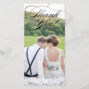 Agradecimento Casamento de Script Elelgant Negro Obrigado Cartão