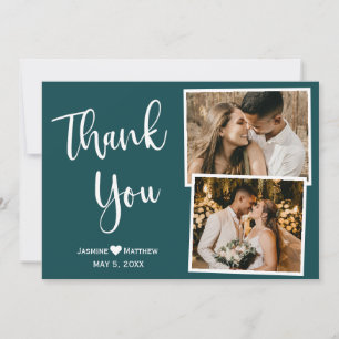 Agradecimento Casamento de Teal Manuscrito Obrigado Cartão com 