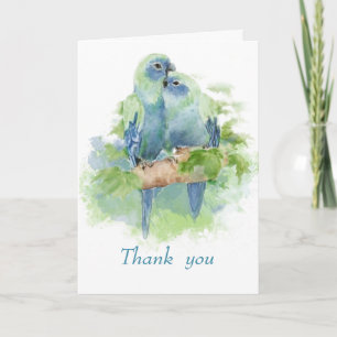 Agradecimento Casamento Papagaios Azul Aquarela