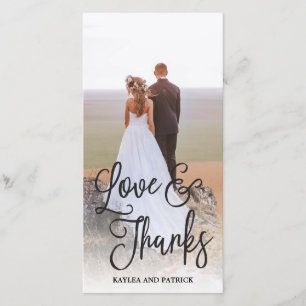 Agradecimento Casamento Romântico de Script Obrigado Cartão com
