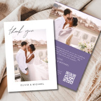 Casamento Roxo de Código QR Obrigado Cartão com fo