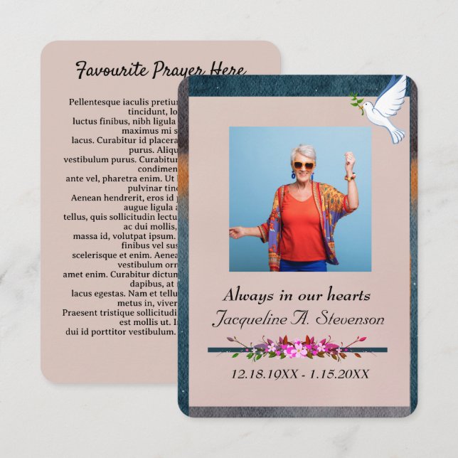 Agradecimento Celebração de Foto do Cartão de Oração do Serviço  (Frente/Verso)