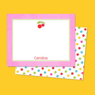 Agradecimento Cerejas & Pontinhos Coloridos Cartão de Papelaria