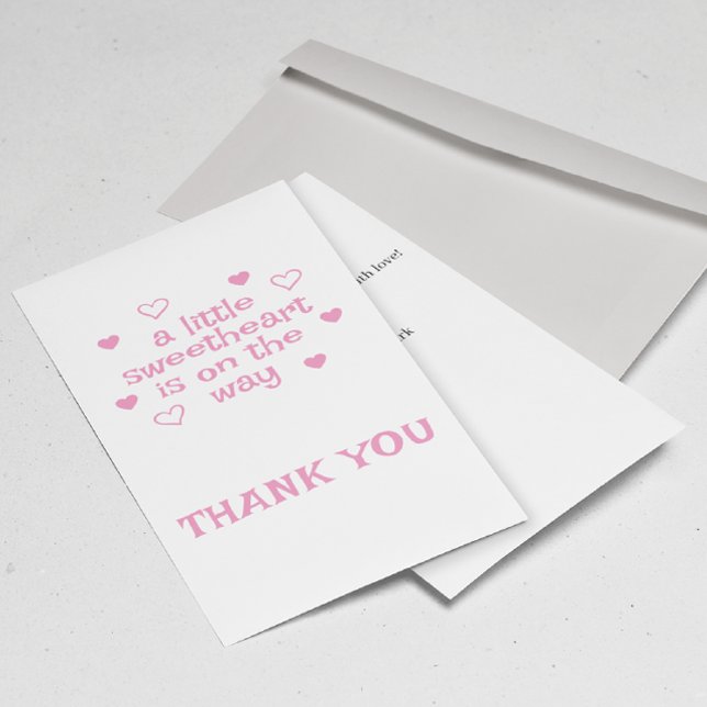 Agradecimento Chá de fraldas Rosa Obrigado Cartão Flor (Criador carregado)