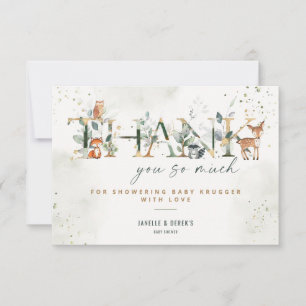 Agradecimento Chá de fraldas Woodland Greenery Obrigado Cartão N