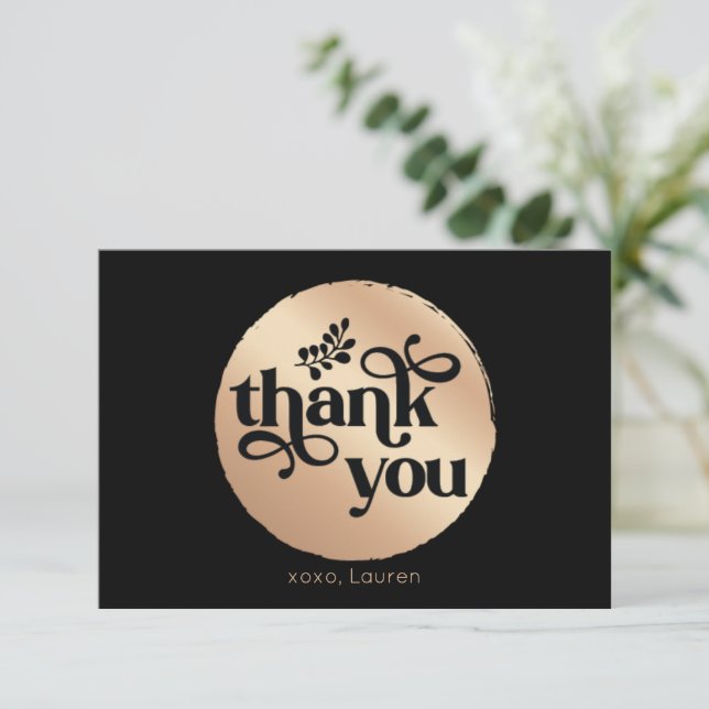 Agradecimento Círculo Dourado Personalizado Vintag (Em pé/Frente)