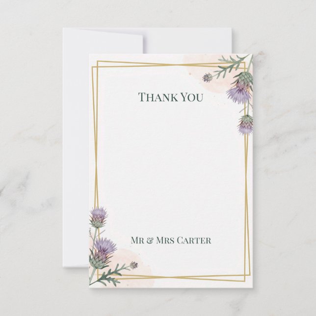 Agradecimento Clássico de Casamento com Bordadura  (Frente)