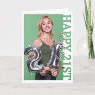 Agradecimento Colagem de fotos de aniversário de 21 anos Cartão