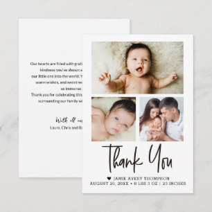 Agradecimento Colagem de Fotos de Bebê Pequeno Cartão de Agradec