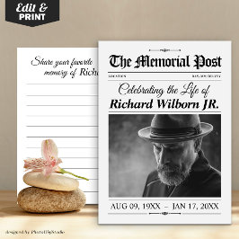 Agradecimento Compartilhe um Cartão de Memória Funeral Memorial