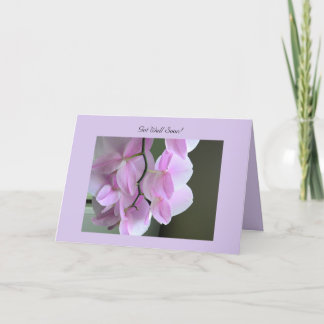 Agradecimento Consiga bom cartão de saudação em breve com orquíd