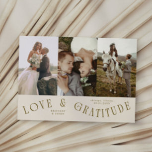 Agradecimento Creme de Amor & Gratidão Cartão de Casamento com M