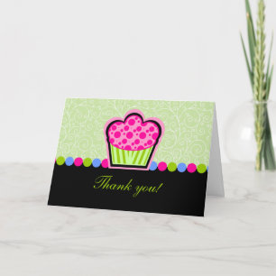 Agradecimento Cupcake Rosa Whimsical Obrigado Cartão de Saudação