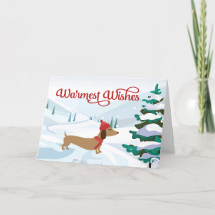 Agradecimento Dachshund Whot Deseja Feliz Cartão de Natal
