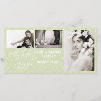 Agradecimento Damask Vintage Obrigado Cartão com fotos de Casame