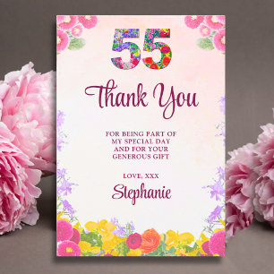 Agradecimento de 55º Aniversário Floral - Blush Bl