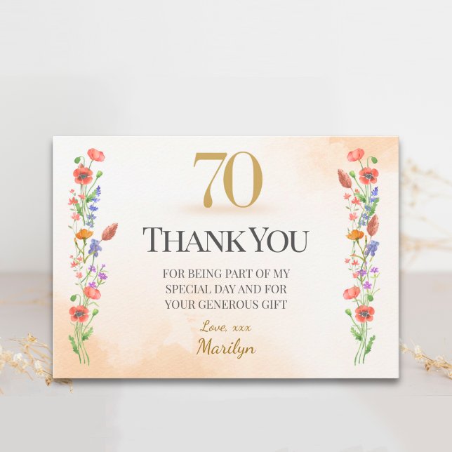 Agradecimento de 70º Aniversário com Flor Silvestr (Criador carregado)