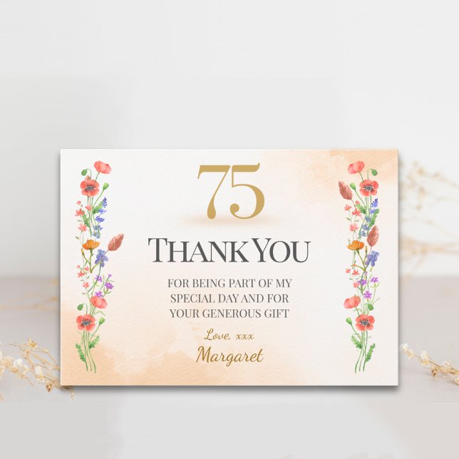 Agradecimento de 75º Aniversário com Flor Silvestr (Criador carregado)