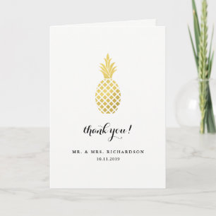Agradecimento de Casamento Abacaxi Dourado Elegant