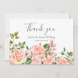 Agradecimento de Casamento Botânico Rosa Bege