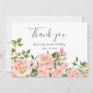 Agradecimento de Casamento Botânico Rosa Bege