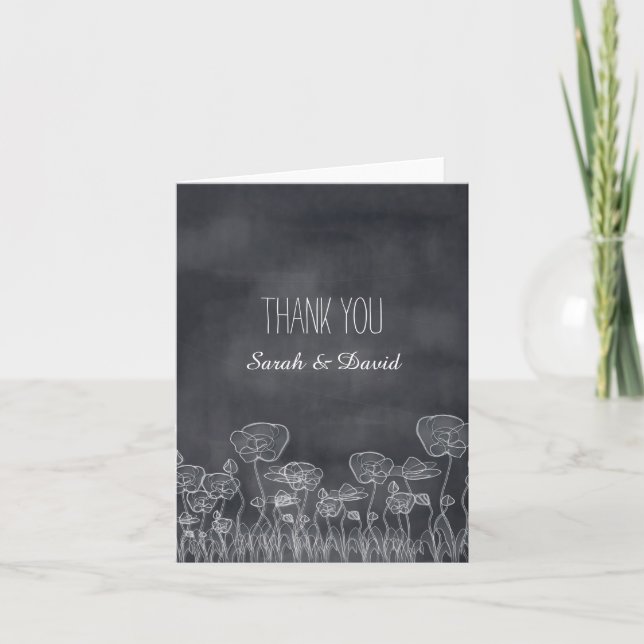 Agradecimento de Casamento Chalkboard Poppy (Frente)