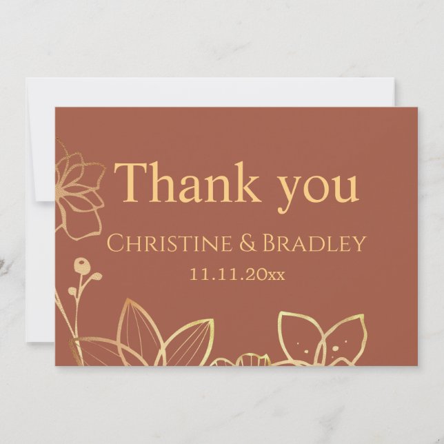 Agradecimento de Casamento Cobre e Ouro (Frente)
