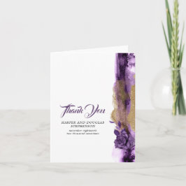 Agradecimento de casamento com brilho em roxo escu