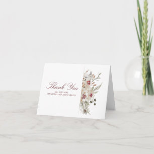 Agradecimento de casamento com flores Burgundy e C