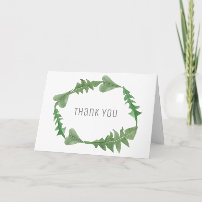 Agradecimento de Casamento com Folhagem em Aquarel (Frente)