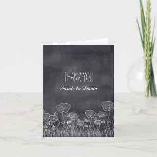 Agradecimento de Casamento com Papoula Desenhada à
