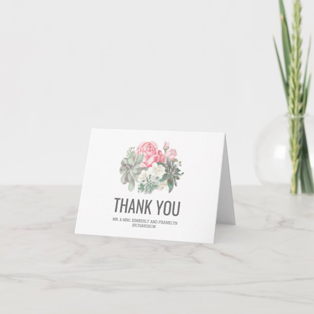 Agradecimento de Casamento com Suculentas e Flores (Frente)