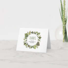 Agradecimento de casamento com verde de louro aqua