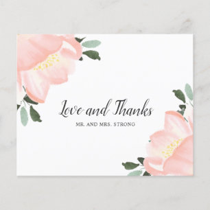 Agradecimento de Casamento Cor-de-Rosa com Florais