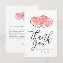 Agradecimento de Casamento - Coração Rosa Aquarela